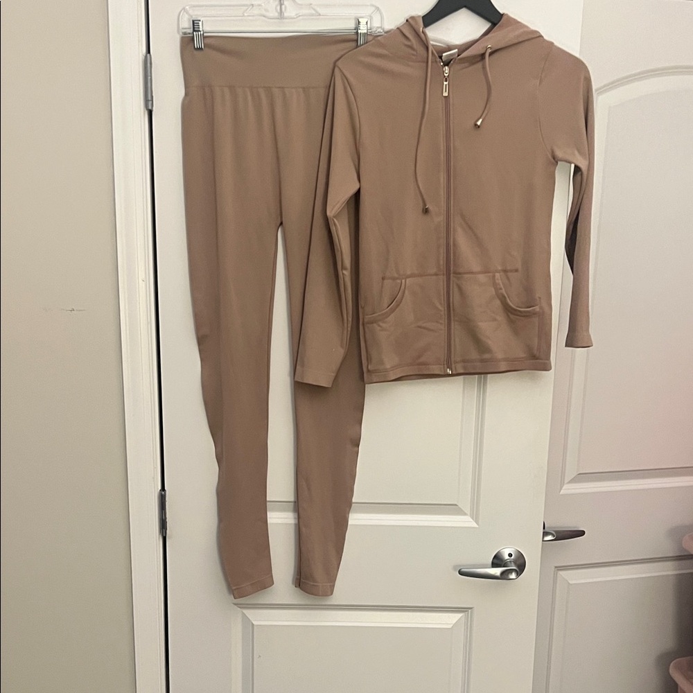 Tan Hoodie and Leggings Set